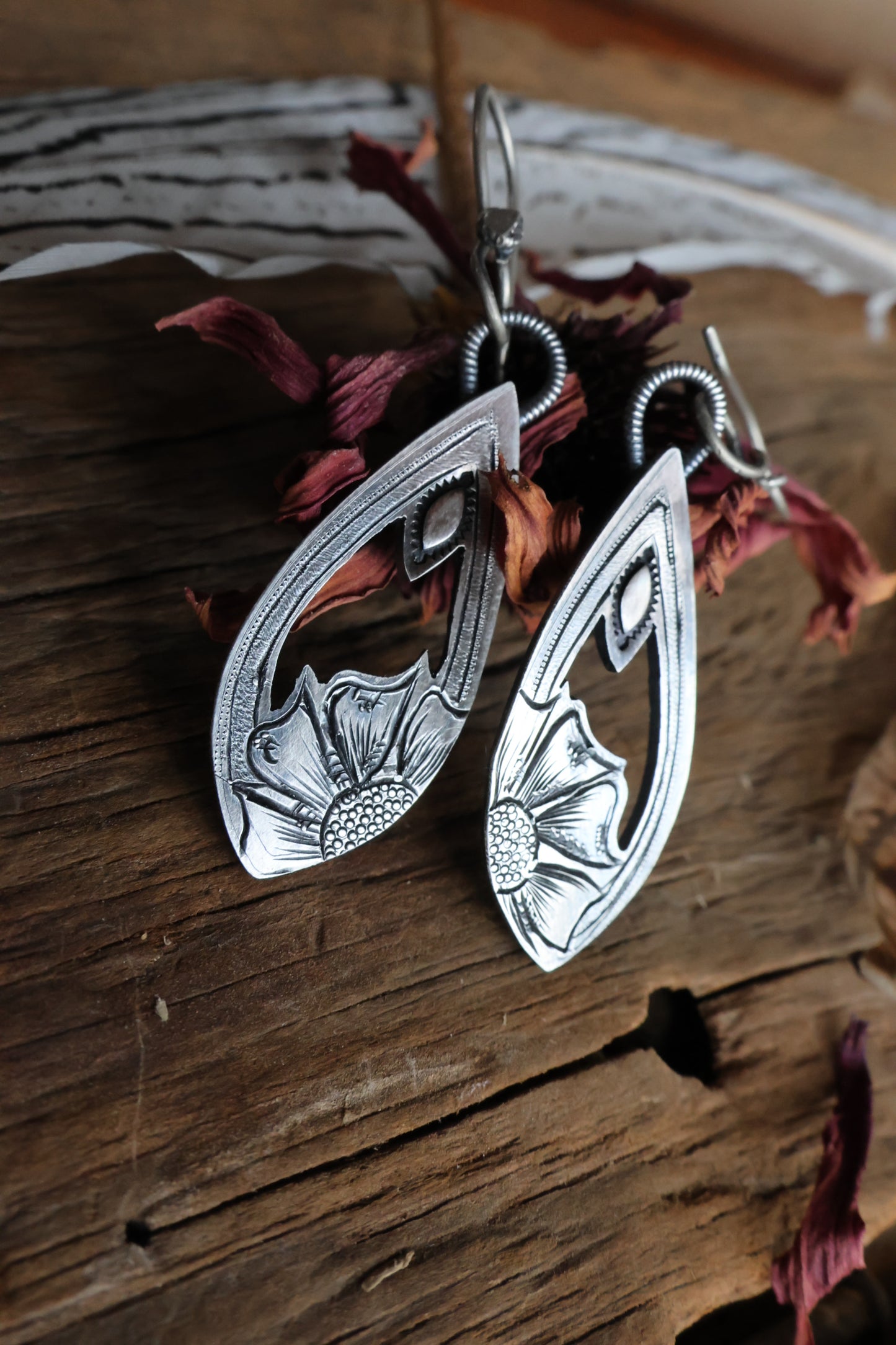 Hand Engraved Dangle Earrings