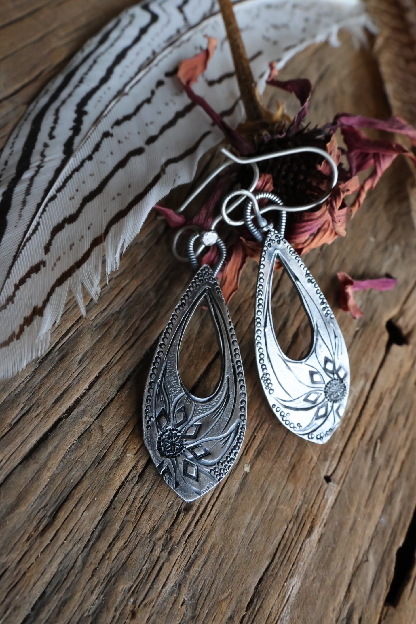 Hand Engraved Dangle Earrings