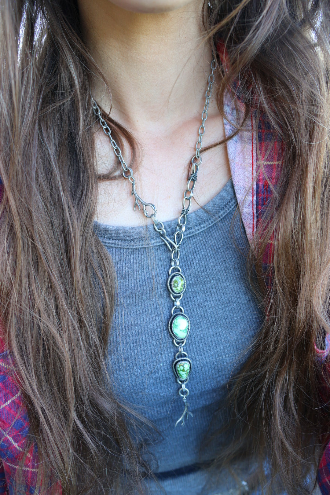 Sonoran Gold antler lariat necklace