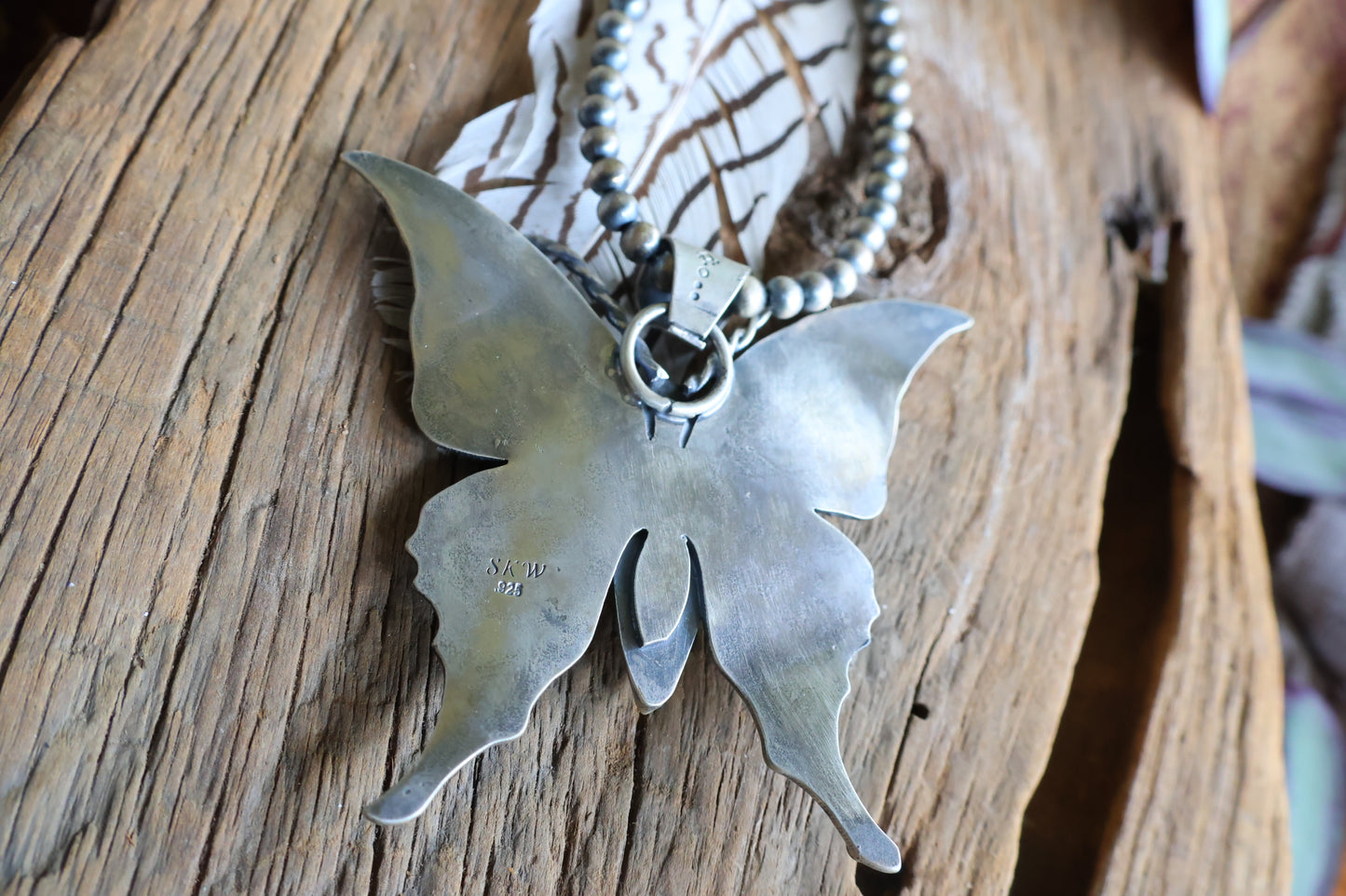 Big butterfly turquoise pendant