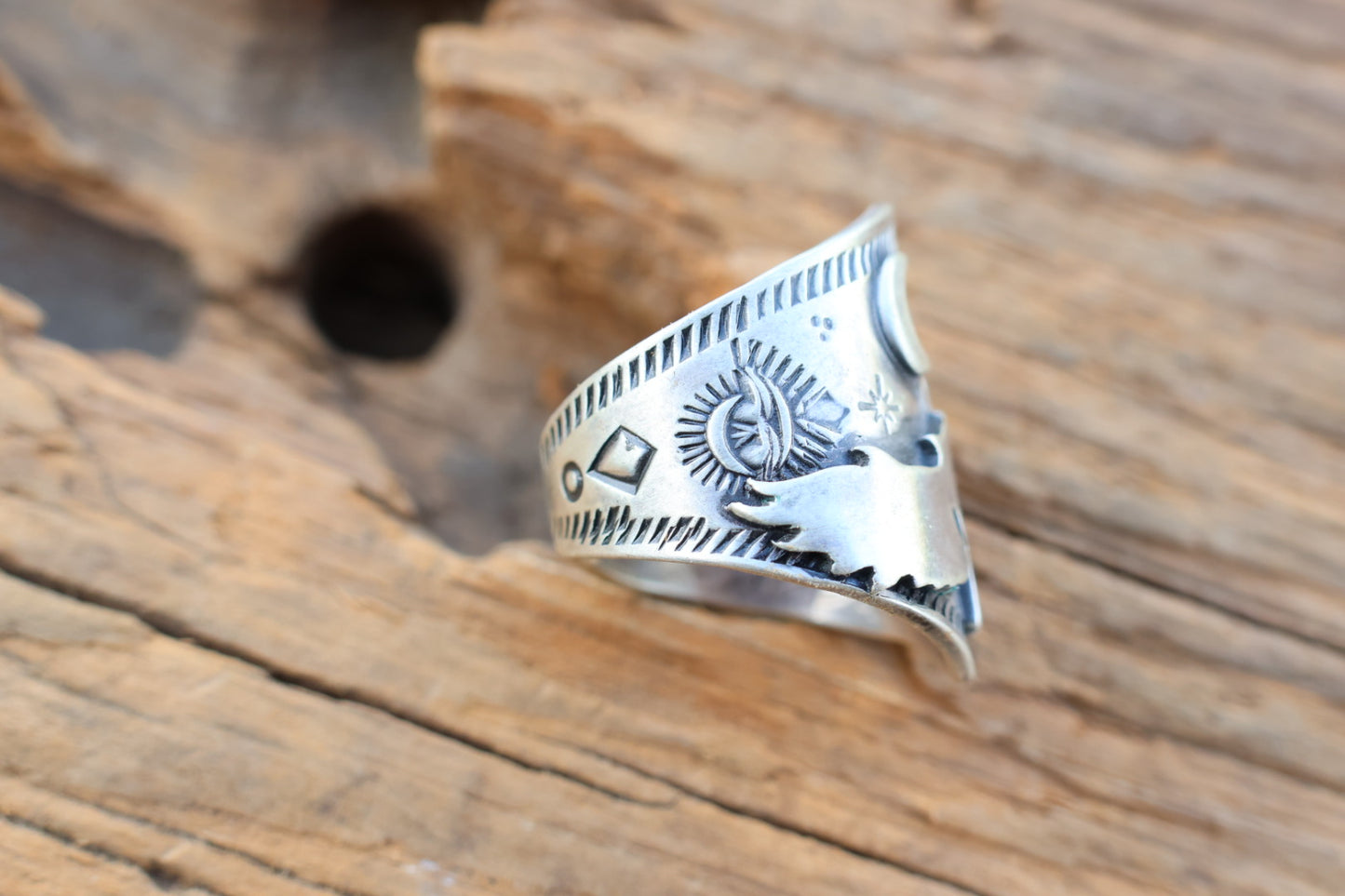 All sterling heavy Owl ring hand stamped size 7