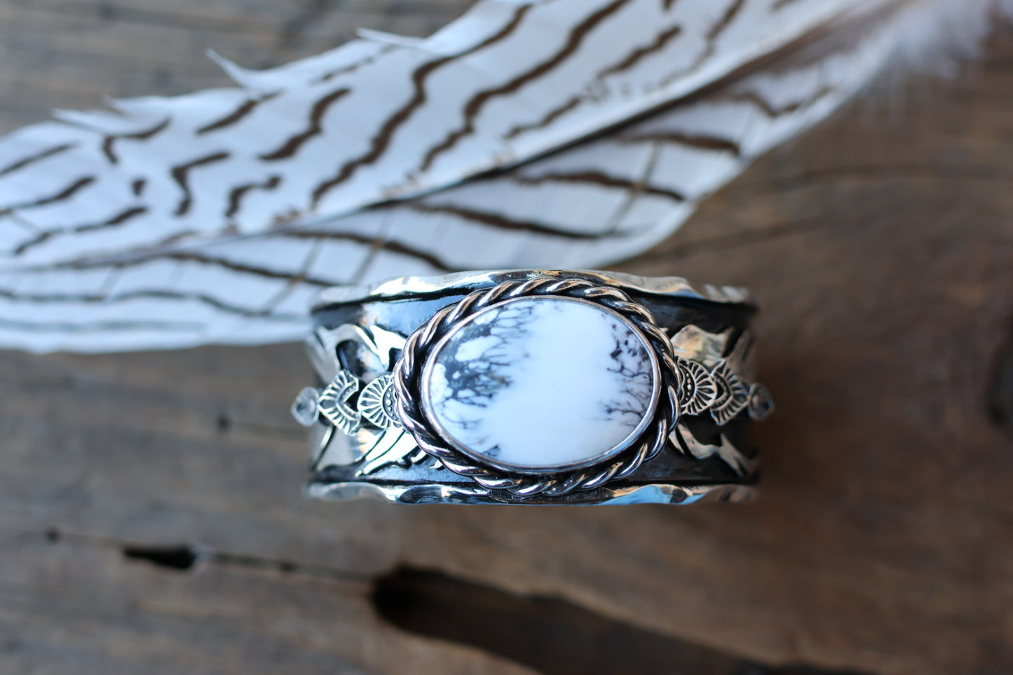 White Buffalo Double Feather Cuff