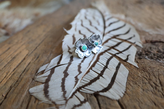 Green opal doublets flower studs