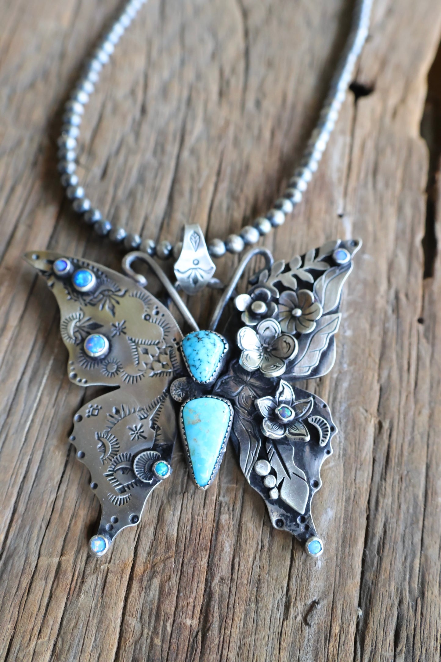 Big butterfly turquoise pendant