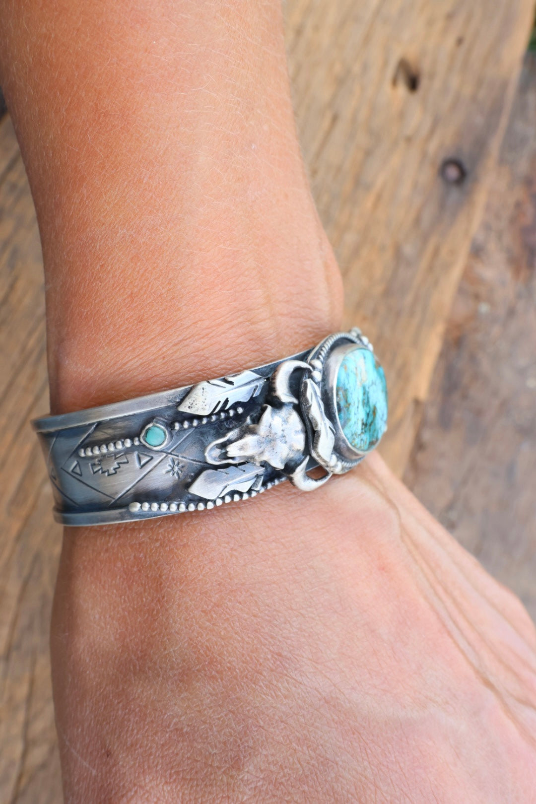 Buffalo cuff with boa canyon turquoise cuff