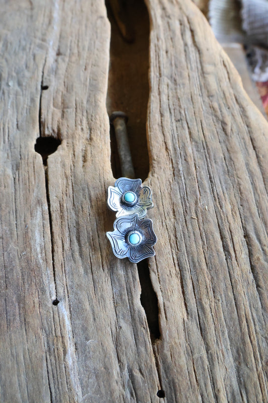 Turquoise flower studs