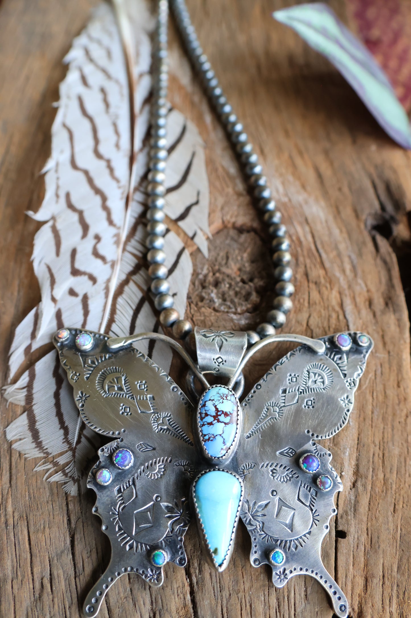 Big butterfly turquoise pendant
