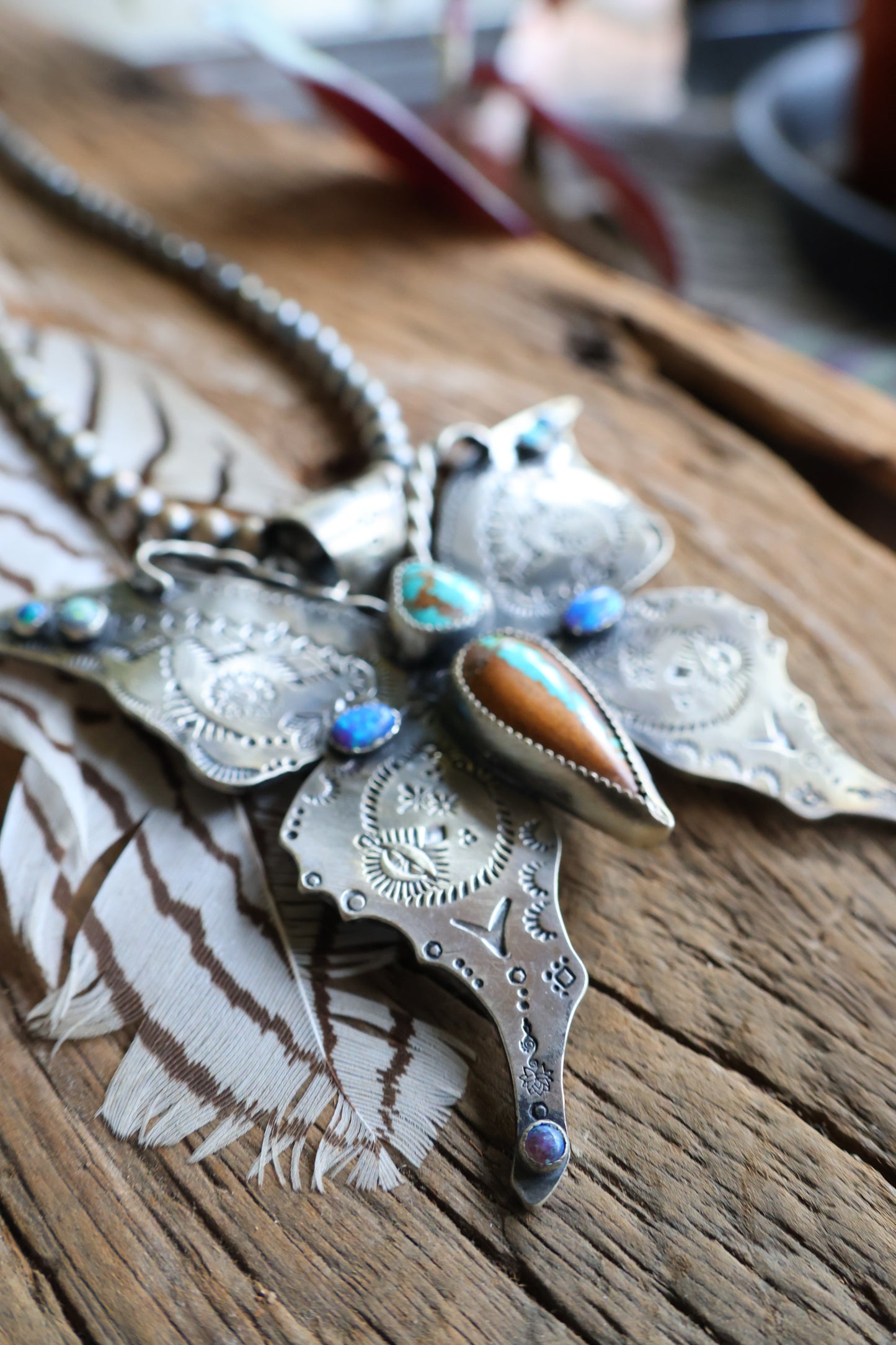 Big butterfly turquoise pendant