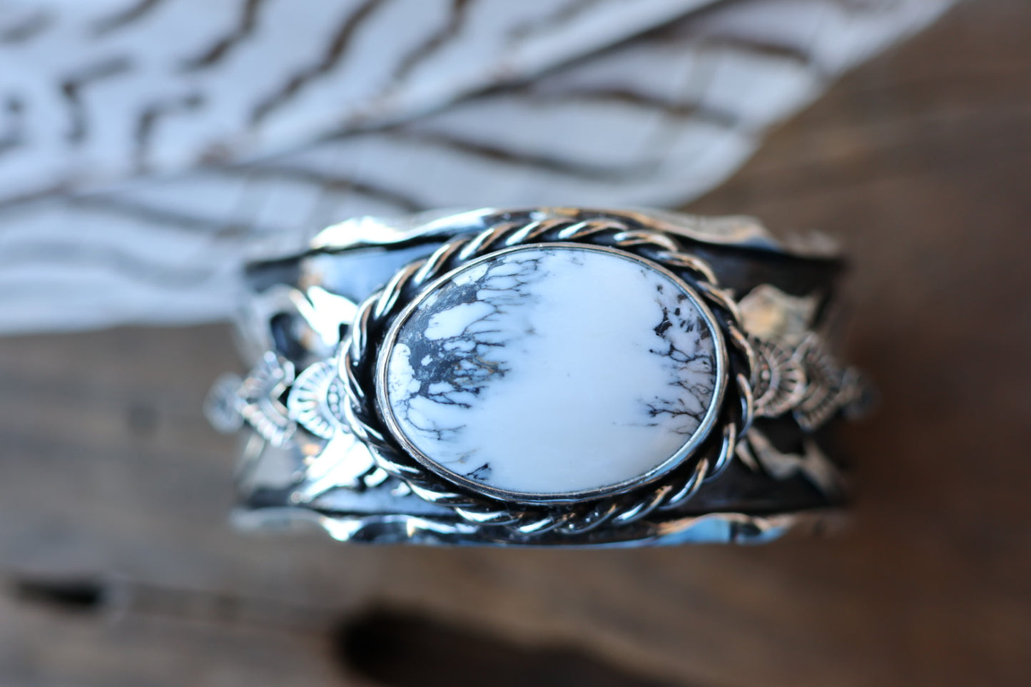 White Buffalo Double Feather Cuff