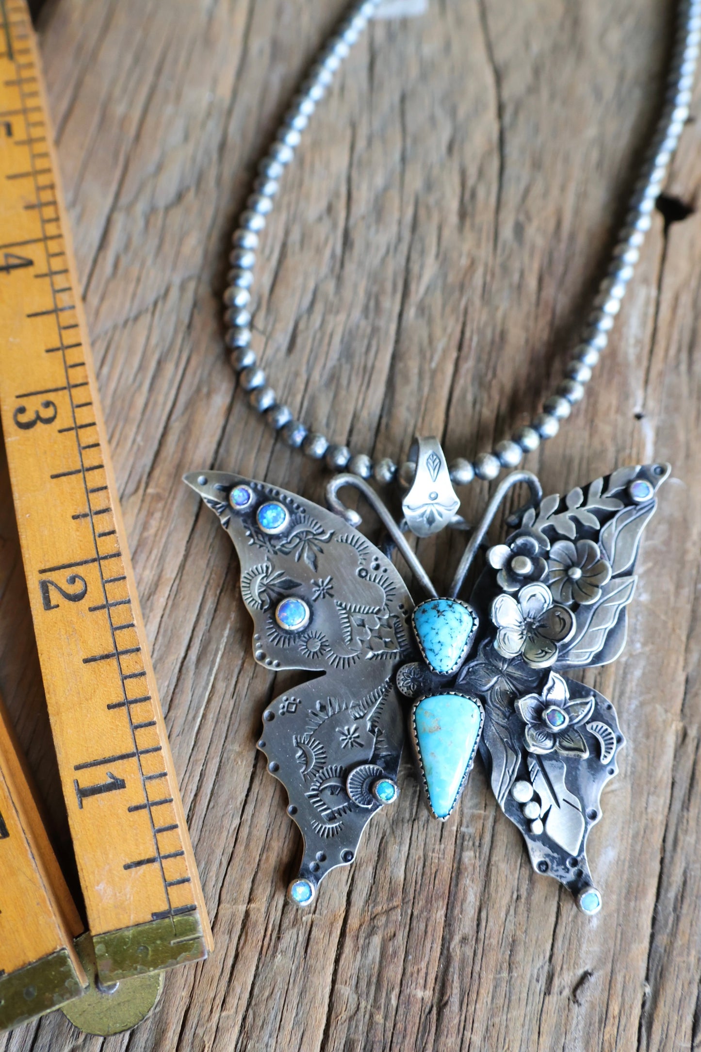 Big butterfly turquoise pendant