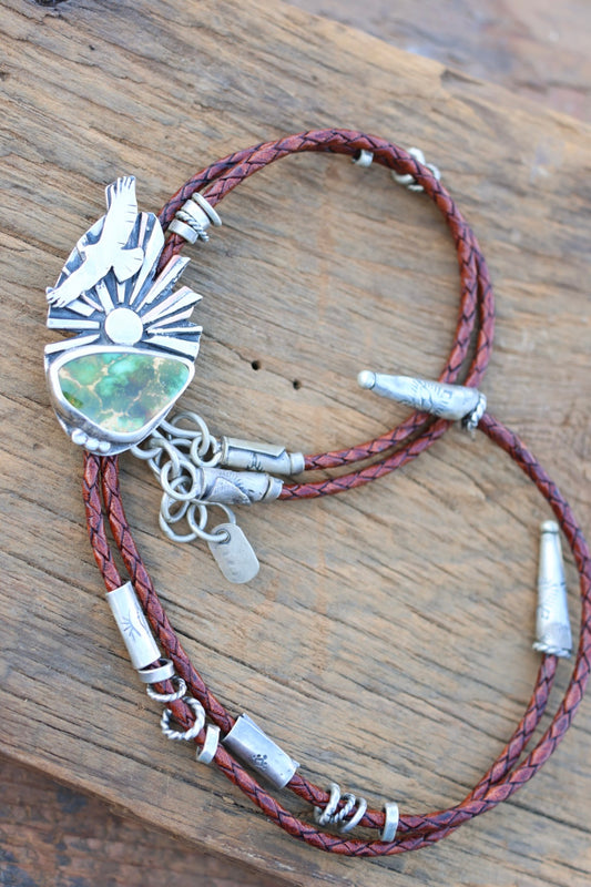 Pilot mountain hawk Bolo necklace