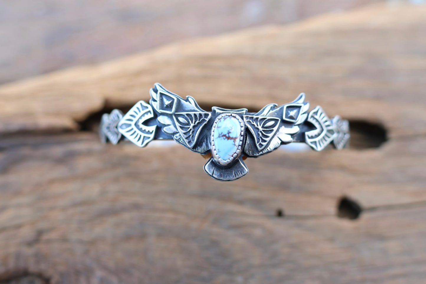 Owl cuff with Golden Hills Turquoise