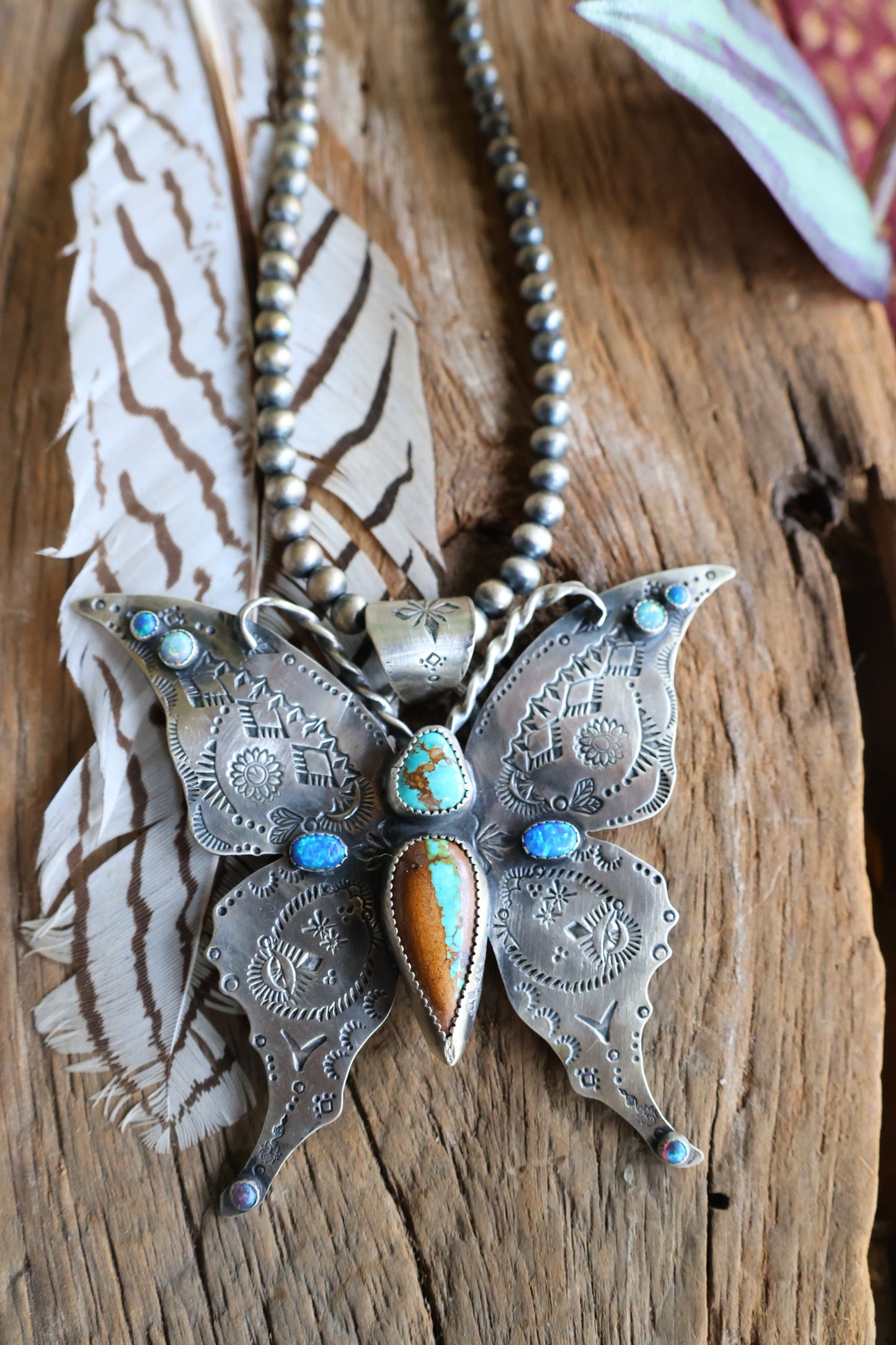 Big butterfly turquoise pendant