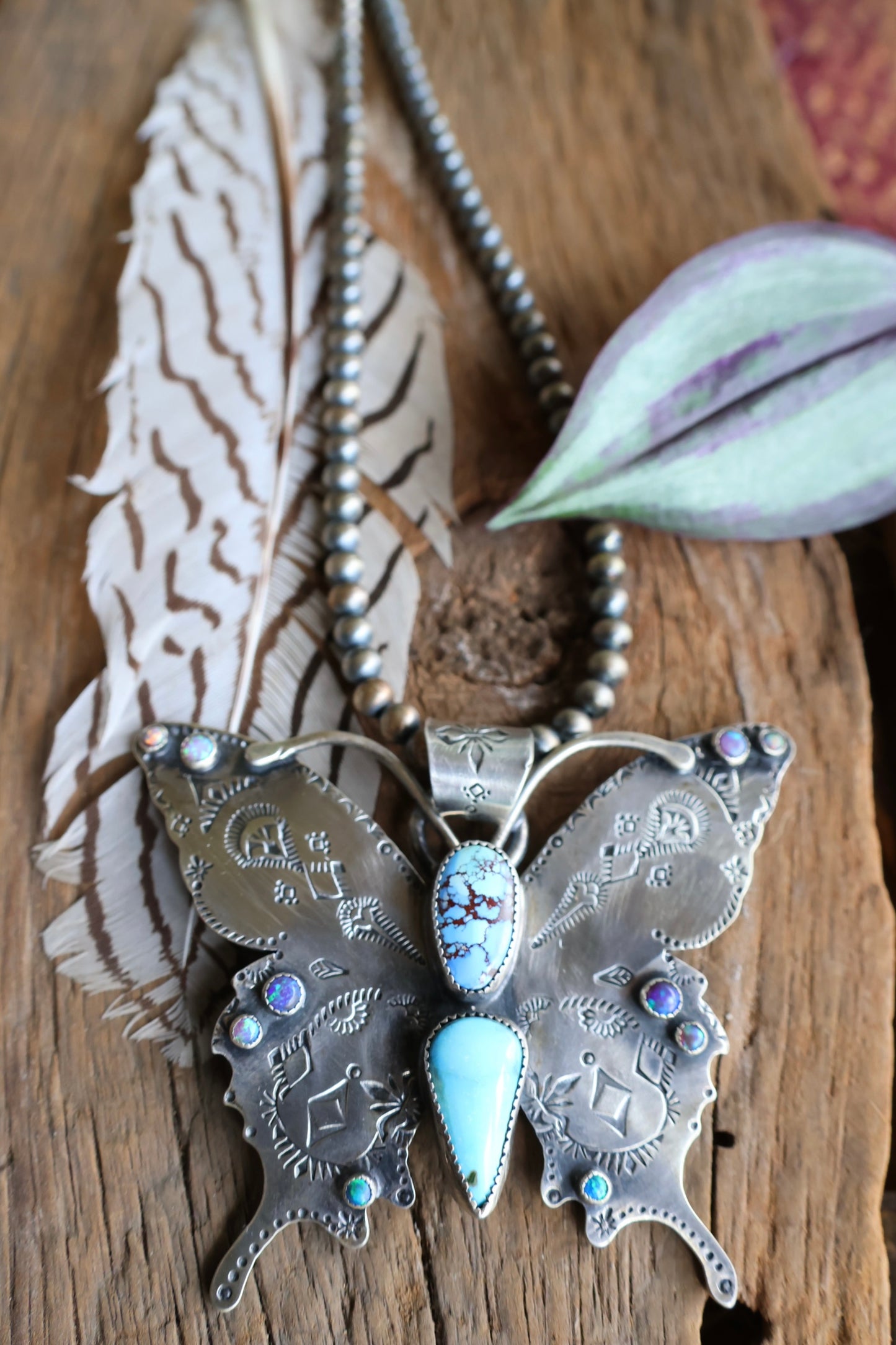 Big butterfly turquoise pendant