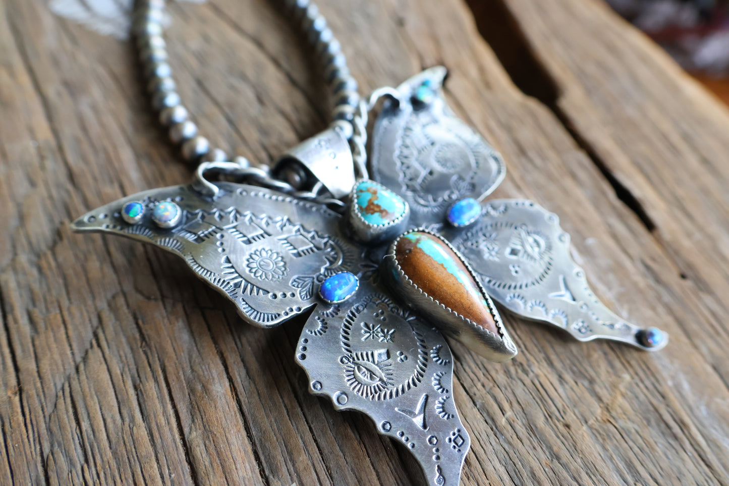 Big butterfly turquoise pendant