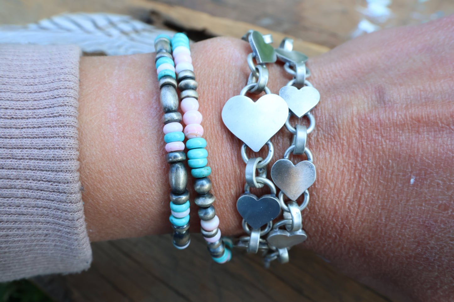 Heart Chain Sterling silver Bracelet