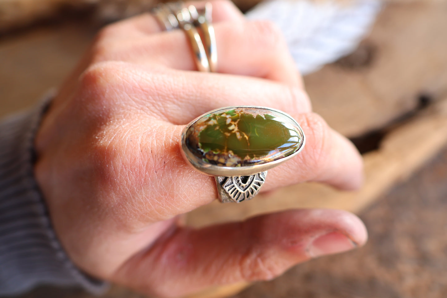 High grade dark green Royston Ring!