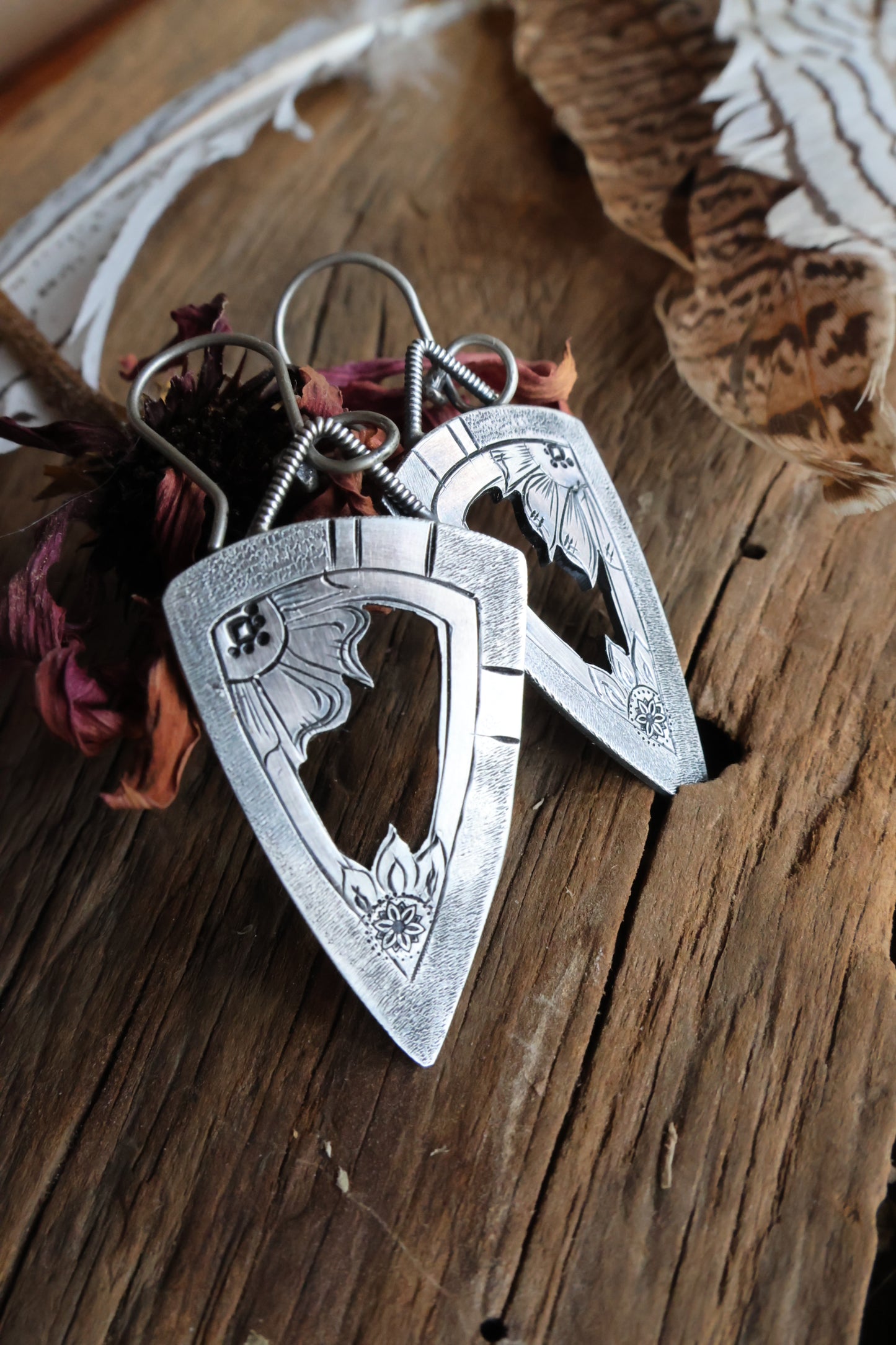 Hand Engraved Dangle Earrings