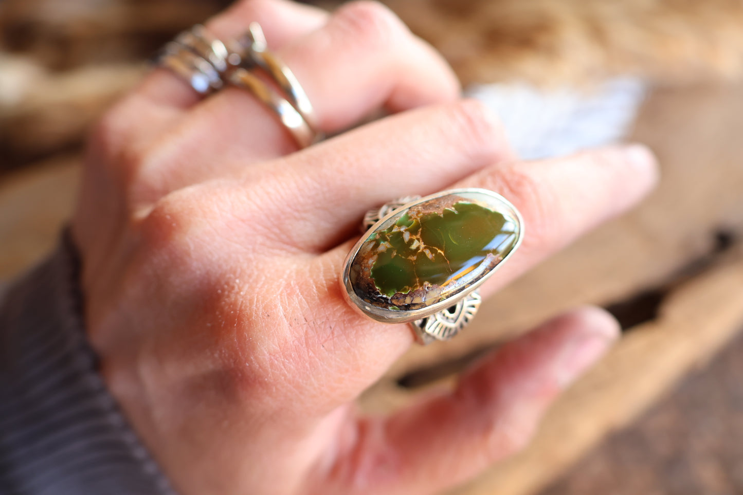 High grade dark green Royston Ring!