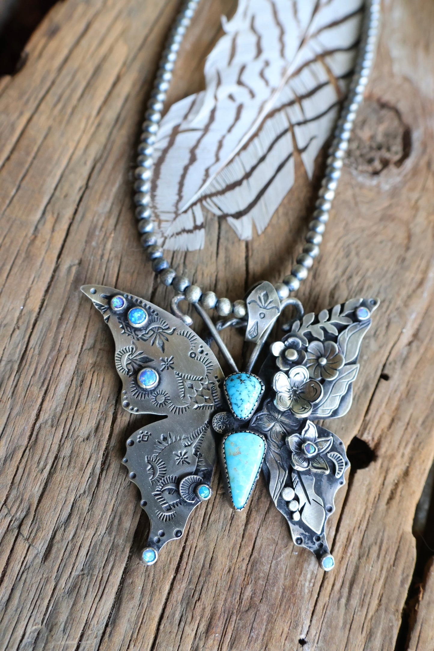 Big butterfly turquoise pendant