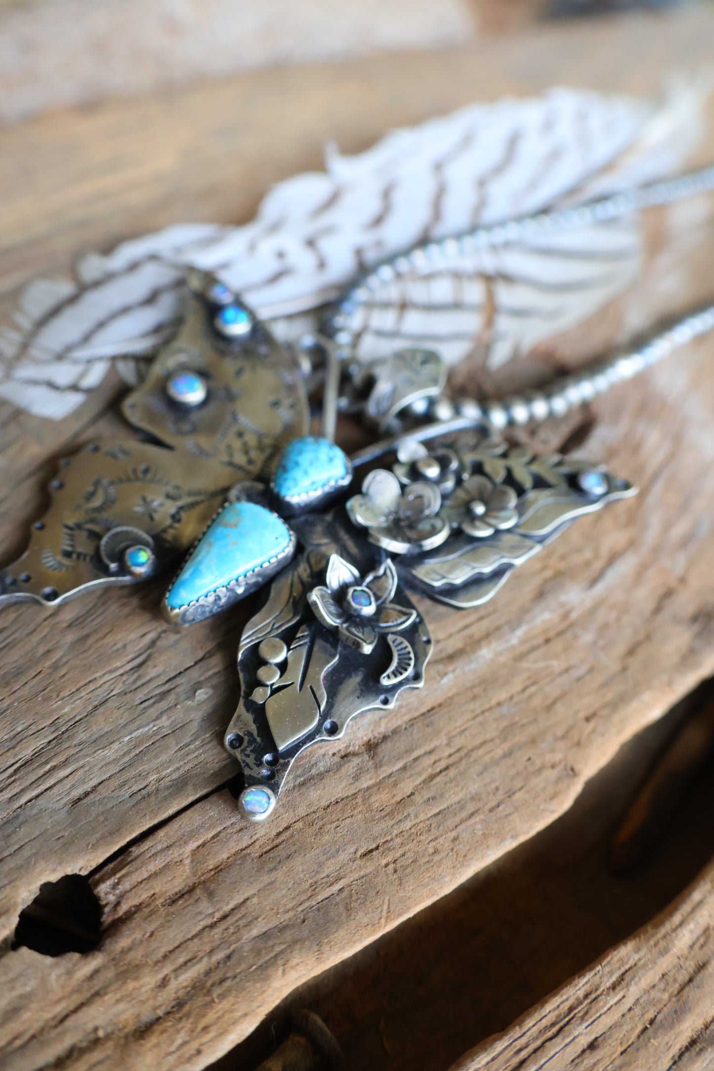 Big butterfly turquoise pendant