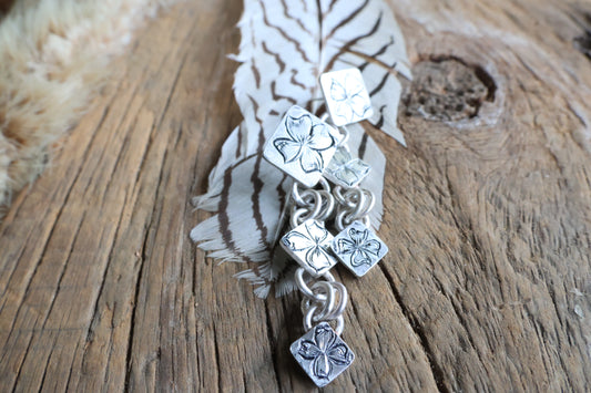 Hand Engraved Dangle flower earrings