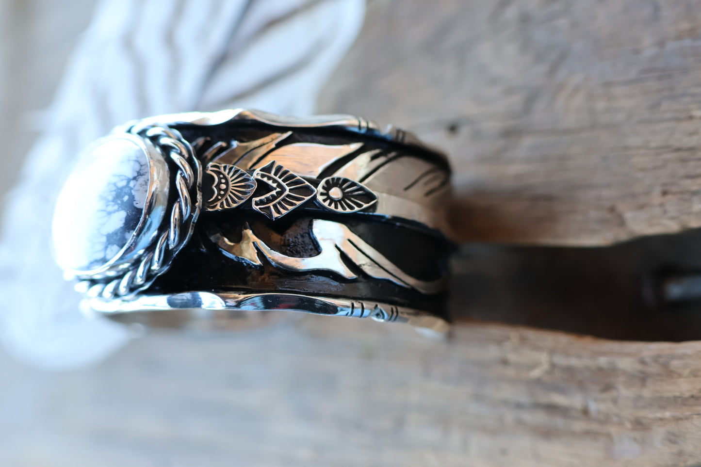 White Buffalo Double Feather Cuff