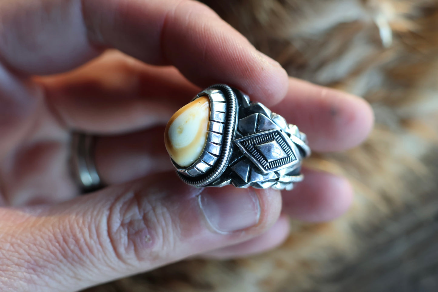 Elk Ivory Sterling Silver Ring