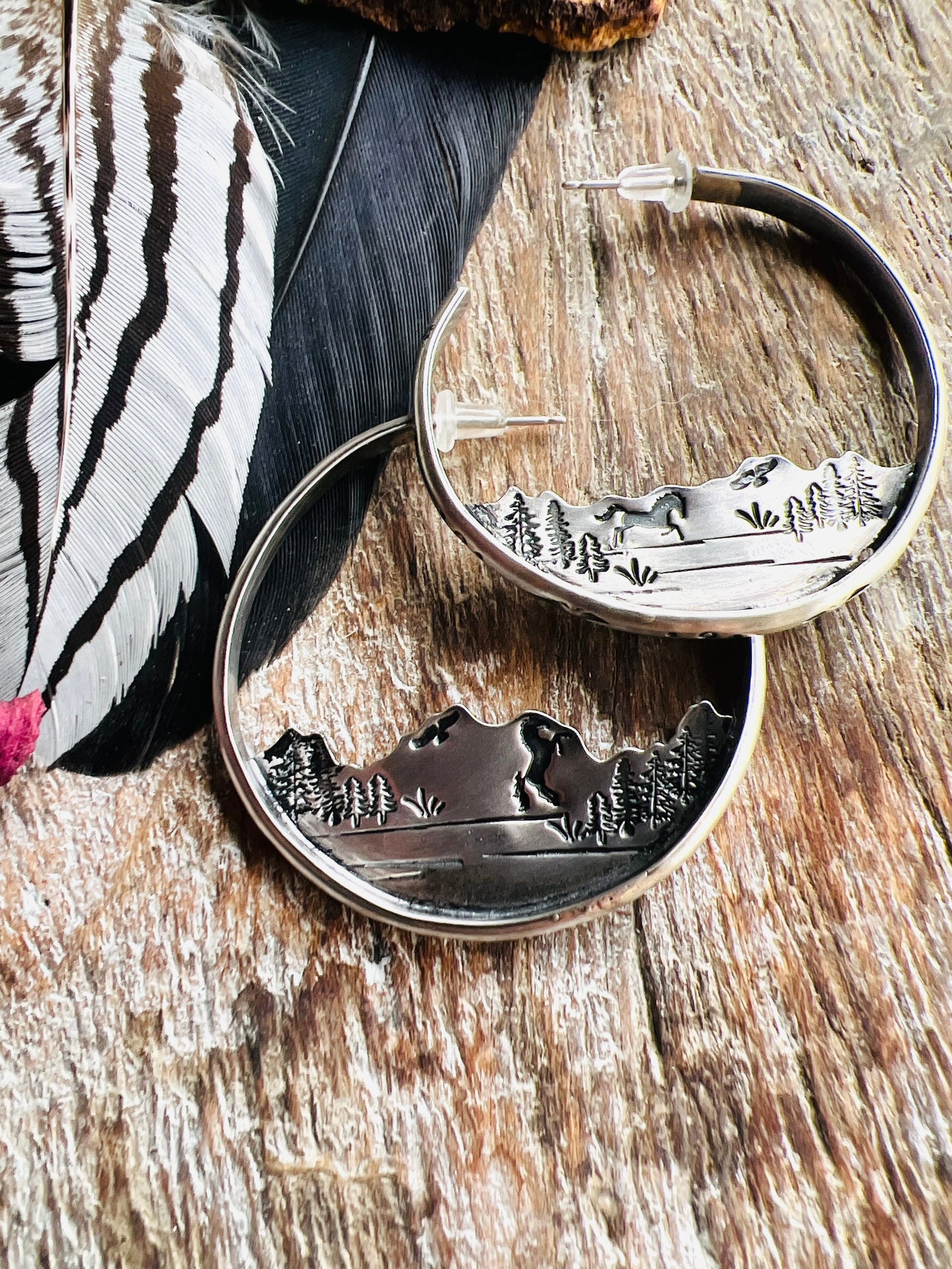 Spirit horse hoop earrings