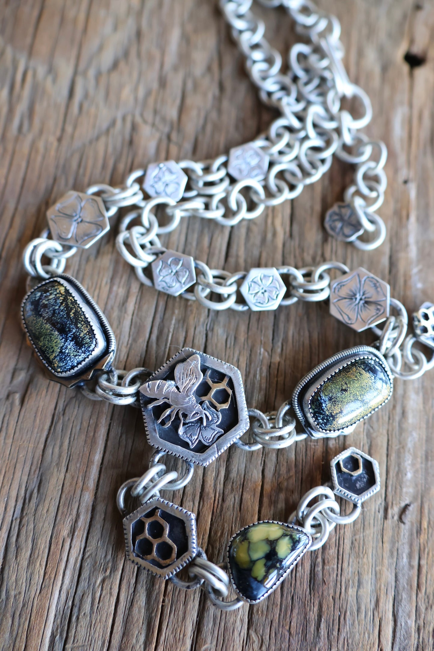 Honey Bee flower chain Lariat