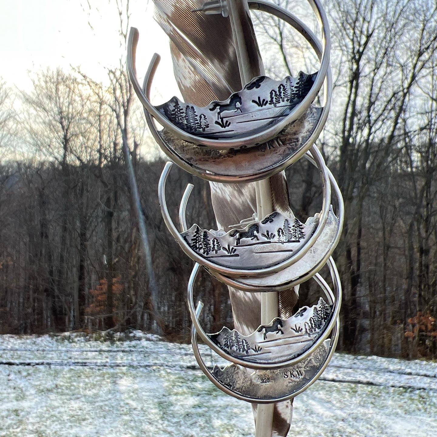 Spirit horse hoop earrings