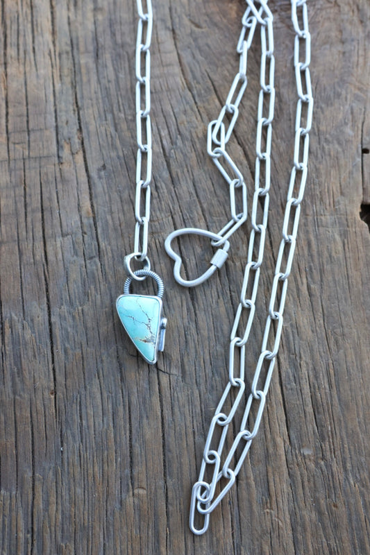 Stone mountian Turquoise paper clip chain with Heart Clasp