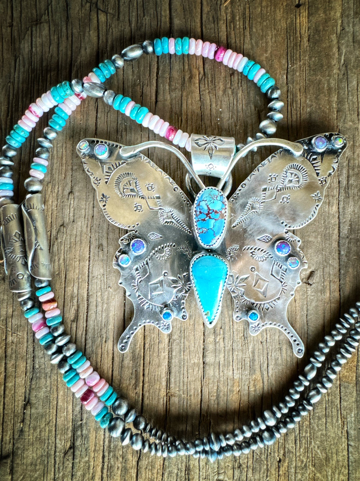 Big butterfly turquoise pendant