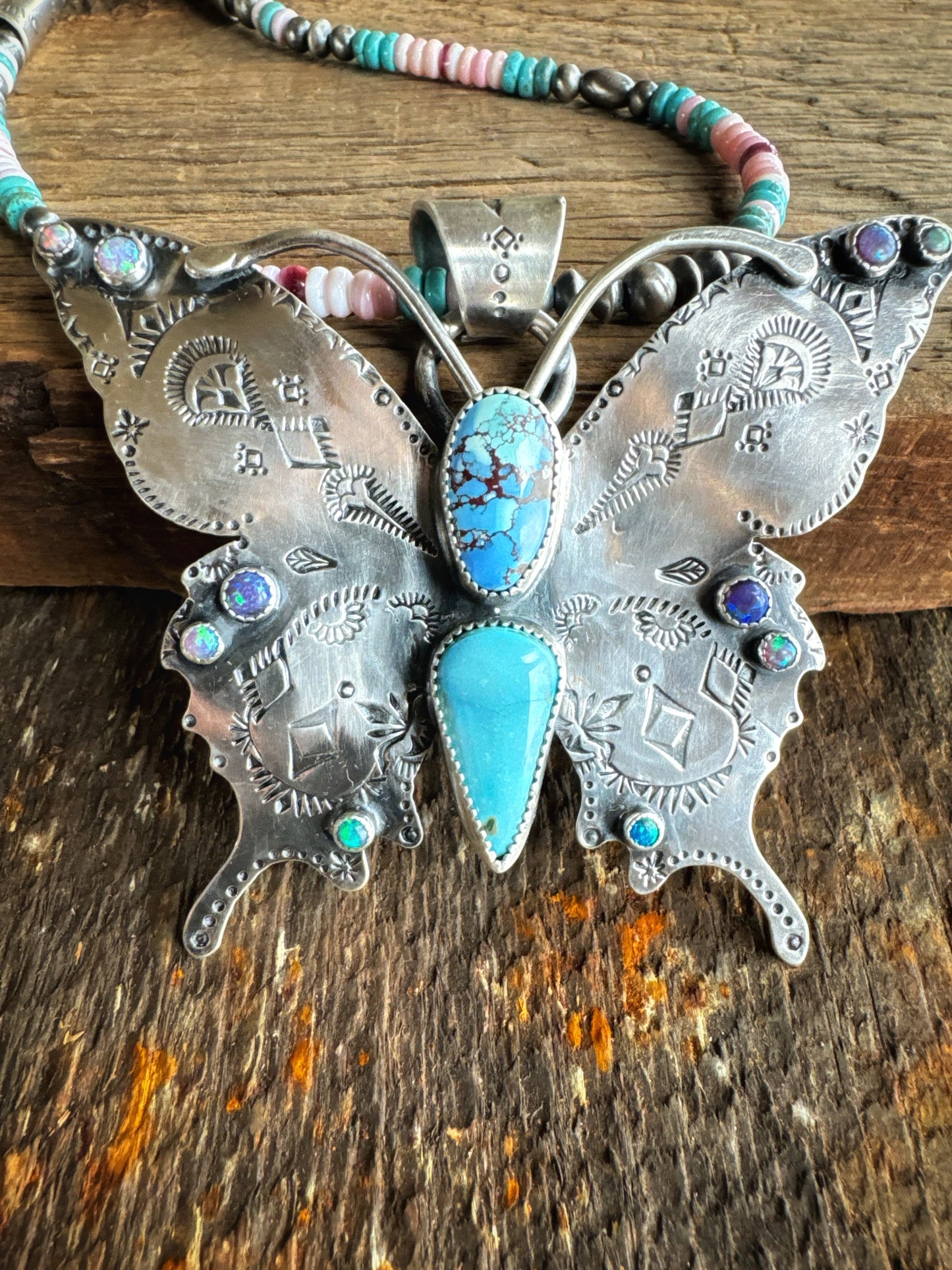 Big butterfly turquoise pendant