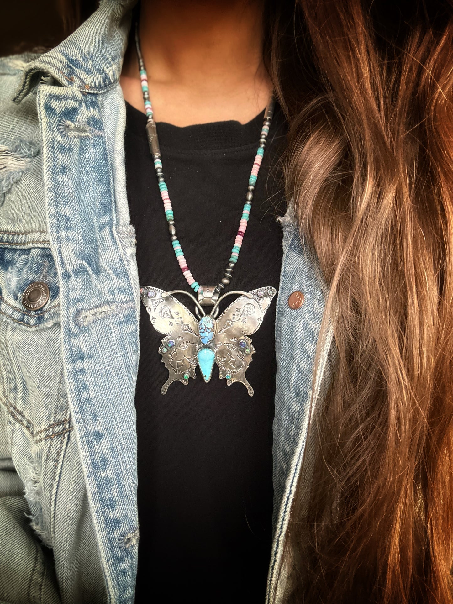 Big butterfly turquoise pendant