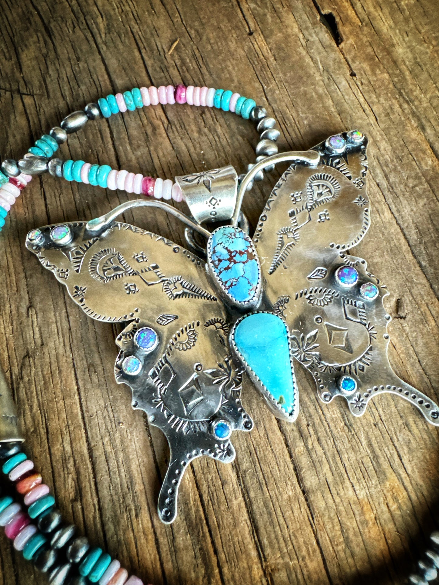 Big butterfly turquoise pendant