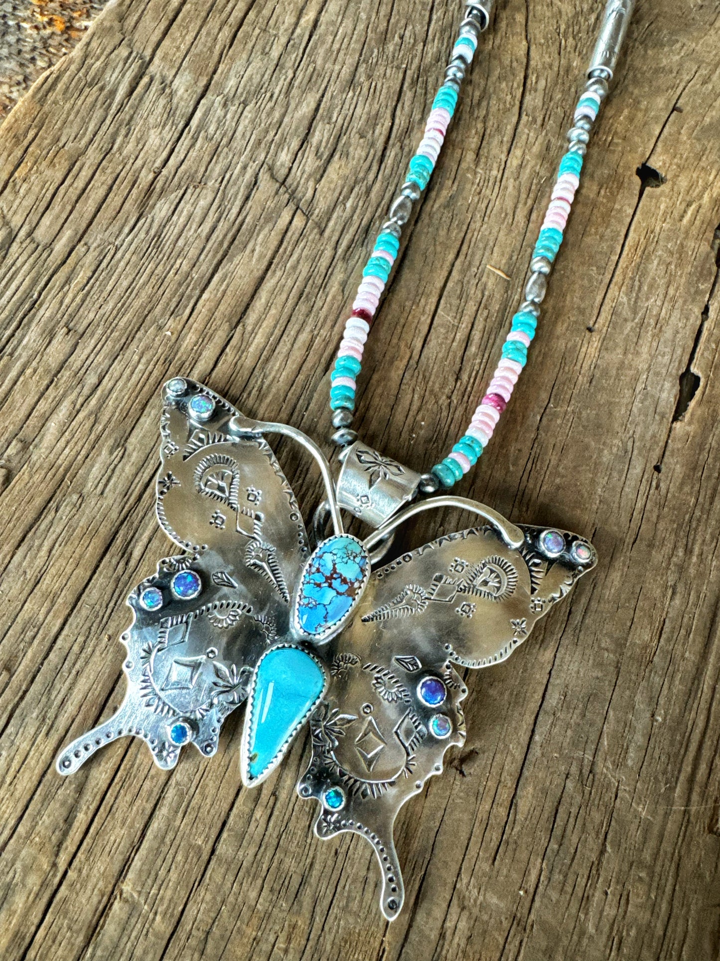 Big butterfly turquoise pendant