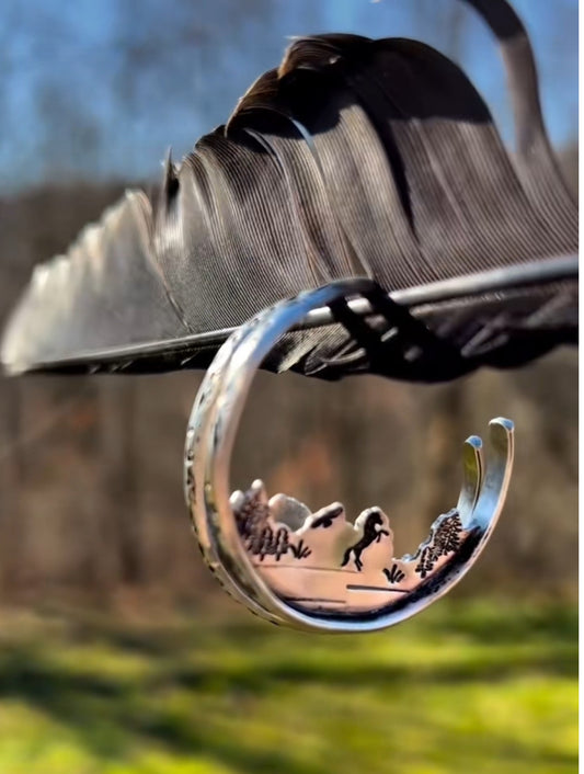 Spirit horse hoop earrings