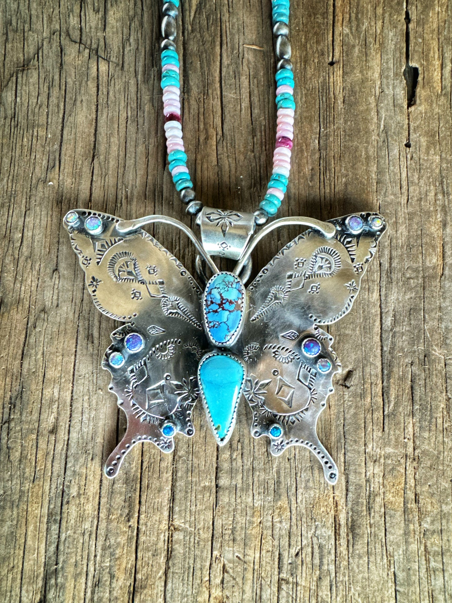 Big butterfly turquoise pendant