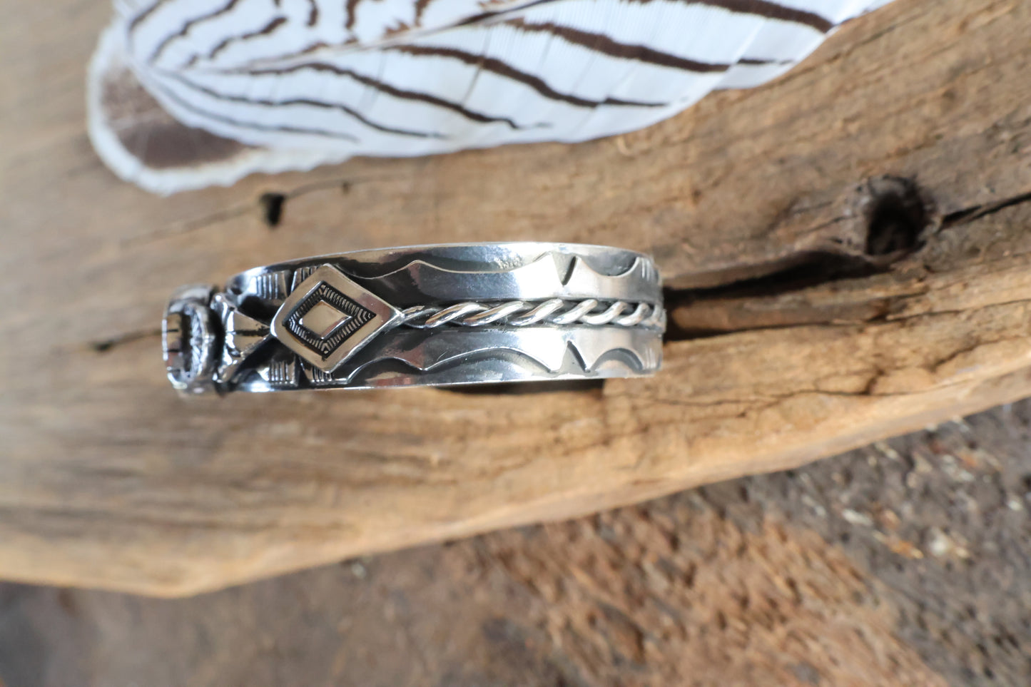 Natural Royston Hand Forged Sterling Silver Cuff