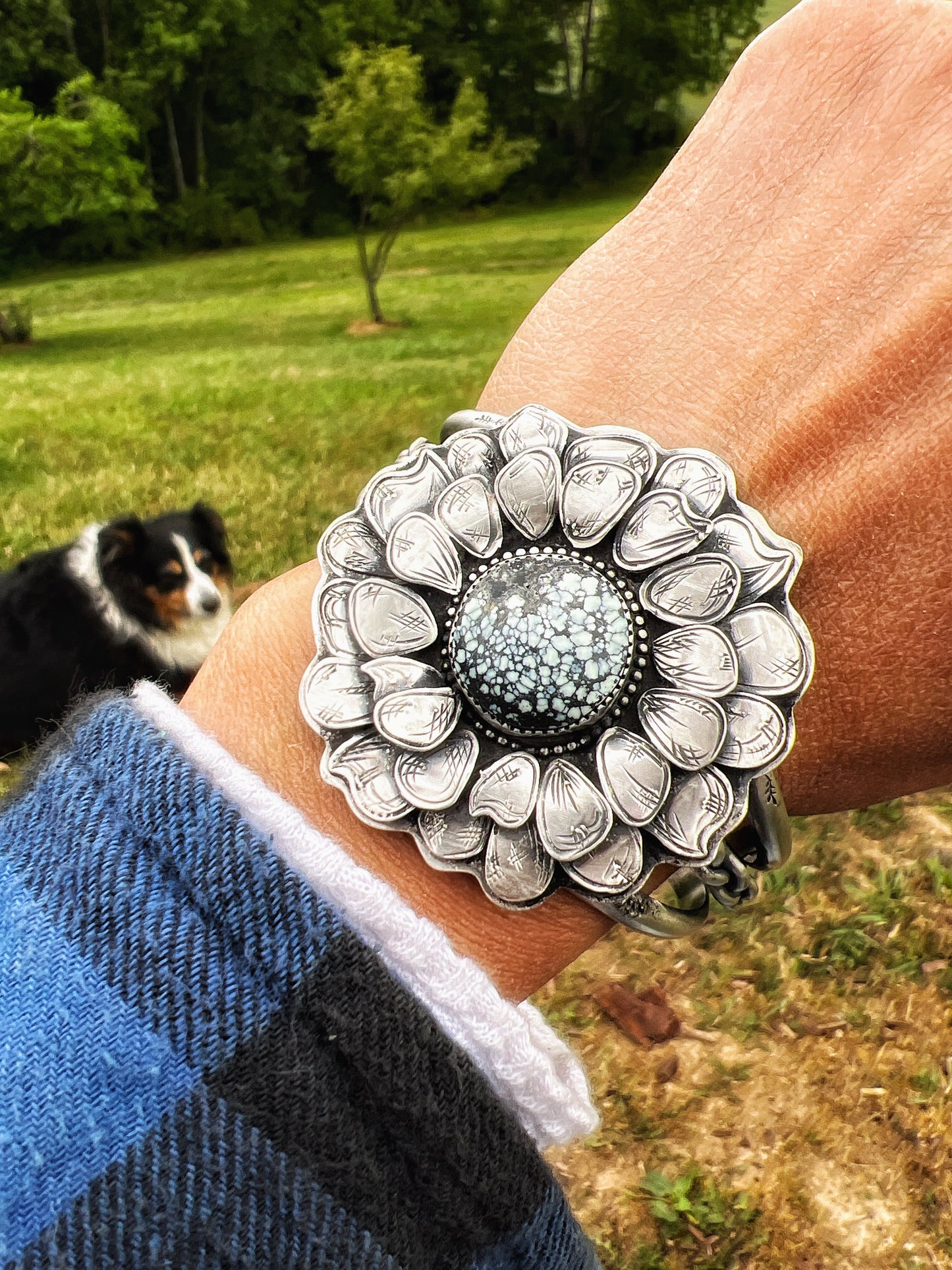 Flower cuff Emerald basin Variscite