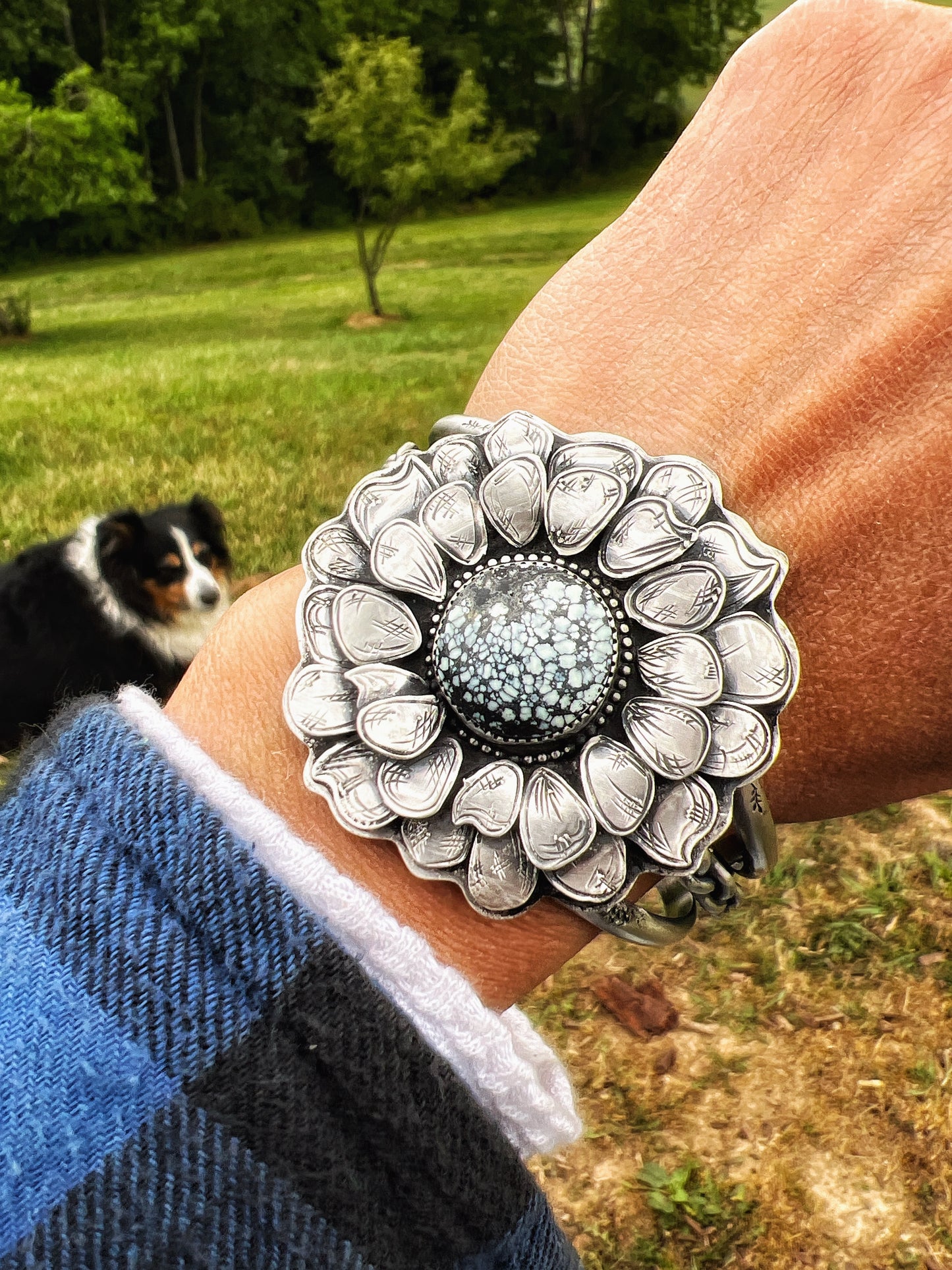 Flower cuff Emerald basin Variscite