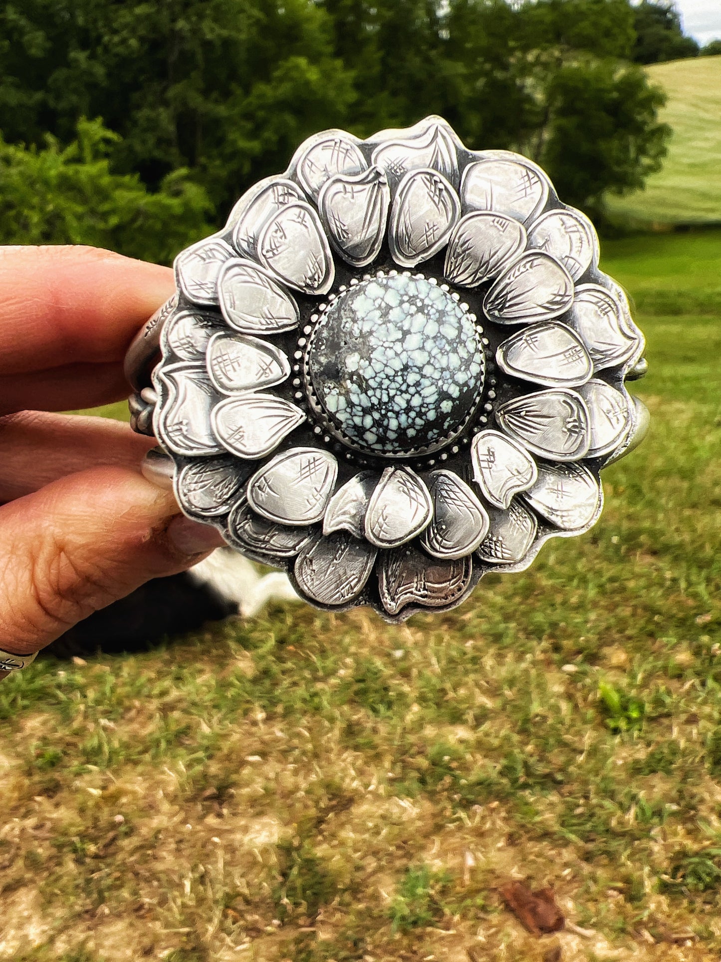 Flower cuff Emerald basin Variscite