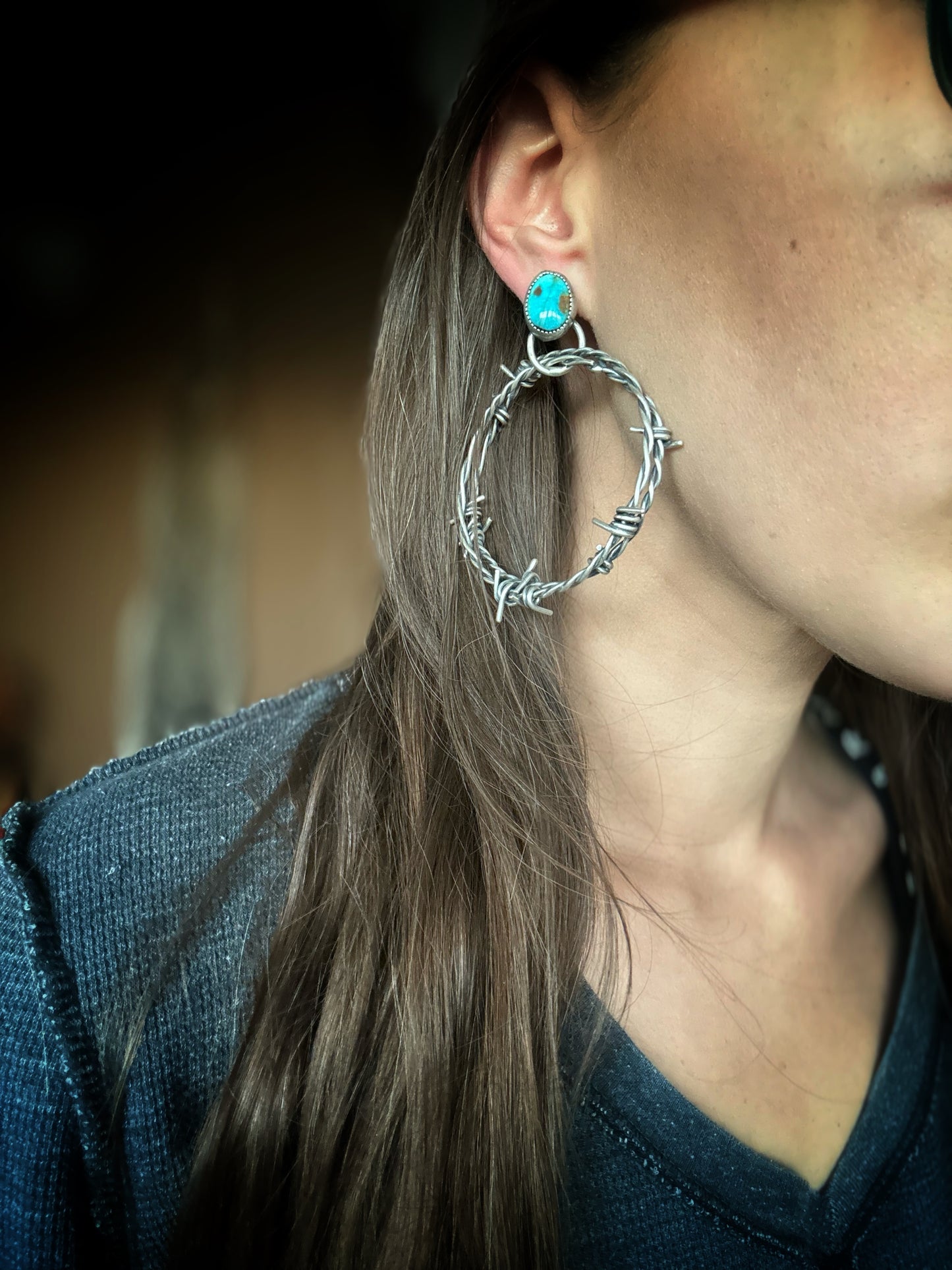 Sonoran mountain turquoise barbed wire hoops