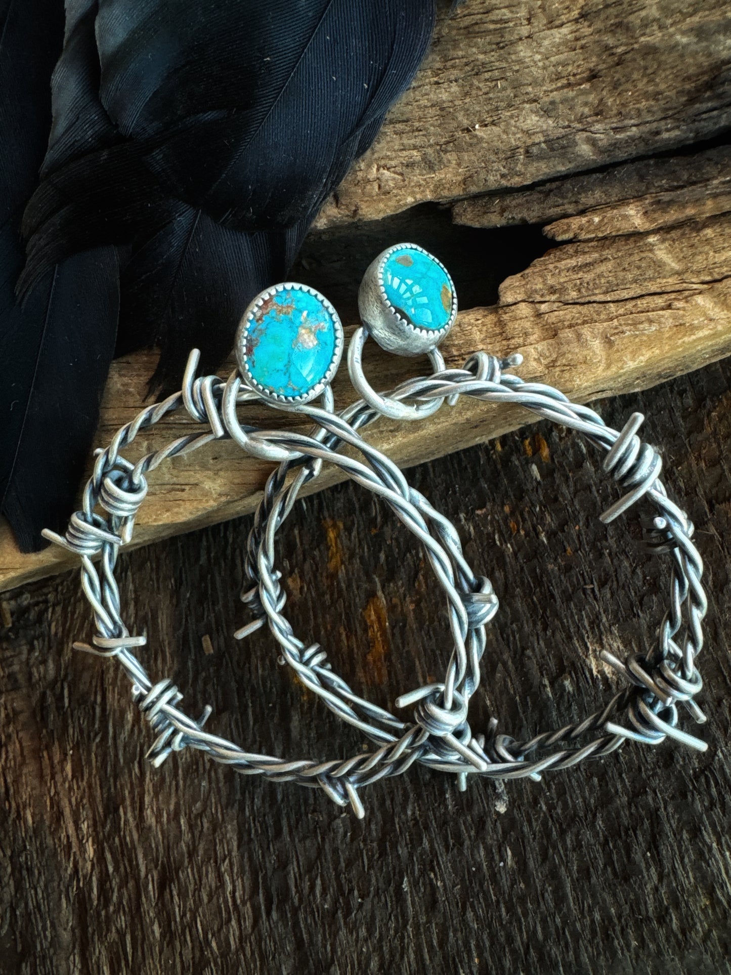 Sonoran mountain turquoise barbed wire hoops