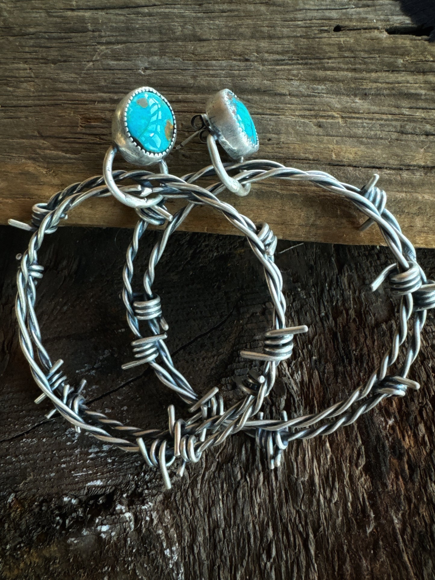 Sonoran mountain turquoise barbed wire hoops