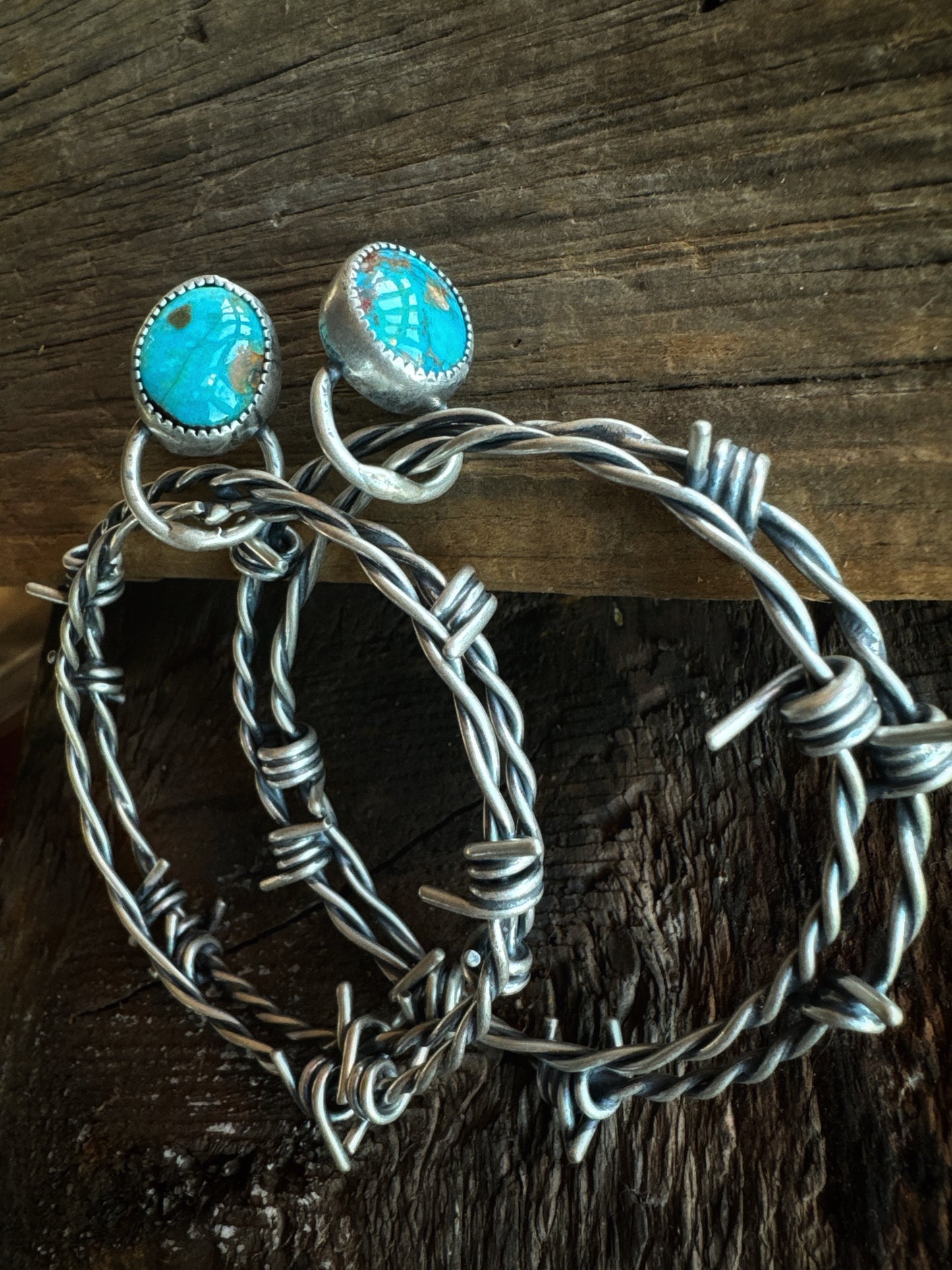 Sonoran mountain turquoise barbed wire hoops