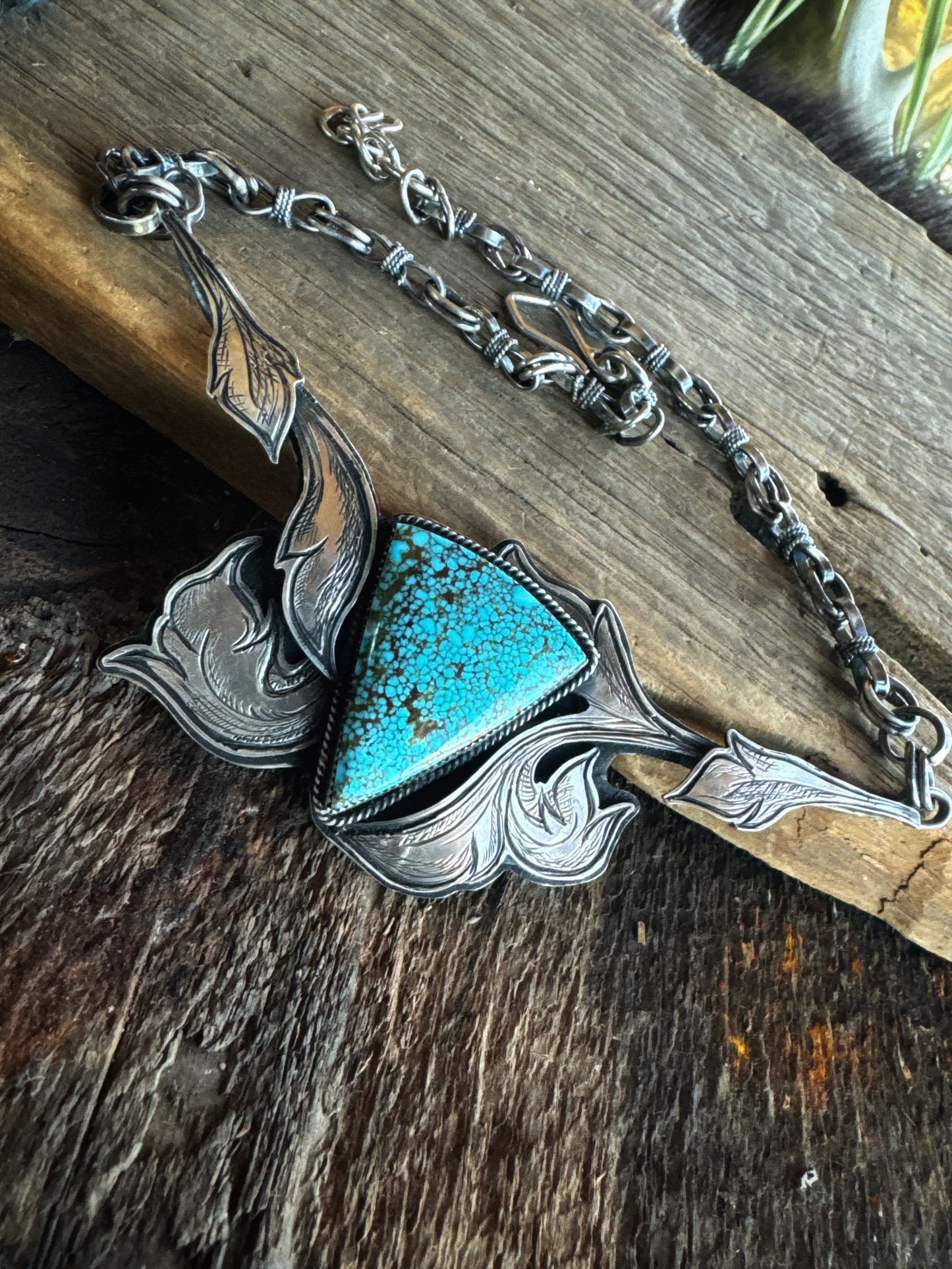 Engraved Kingman turquoise necklace