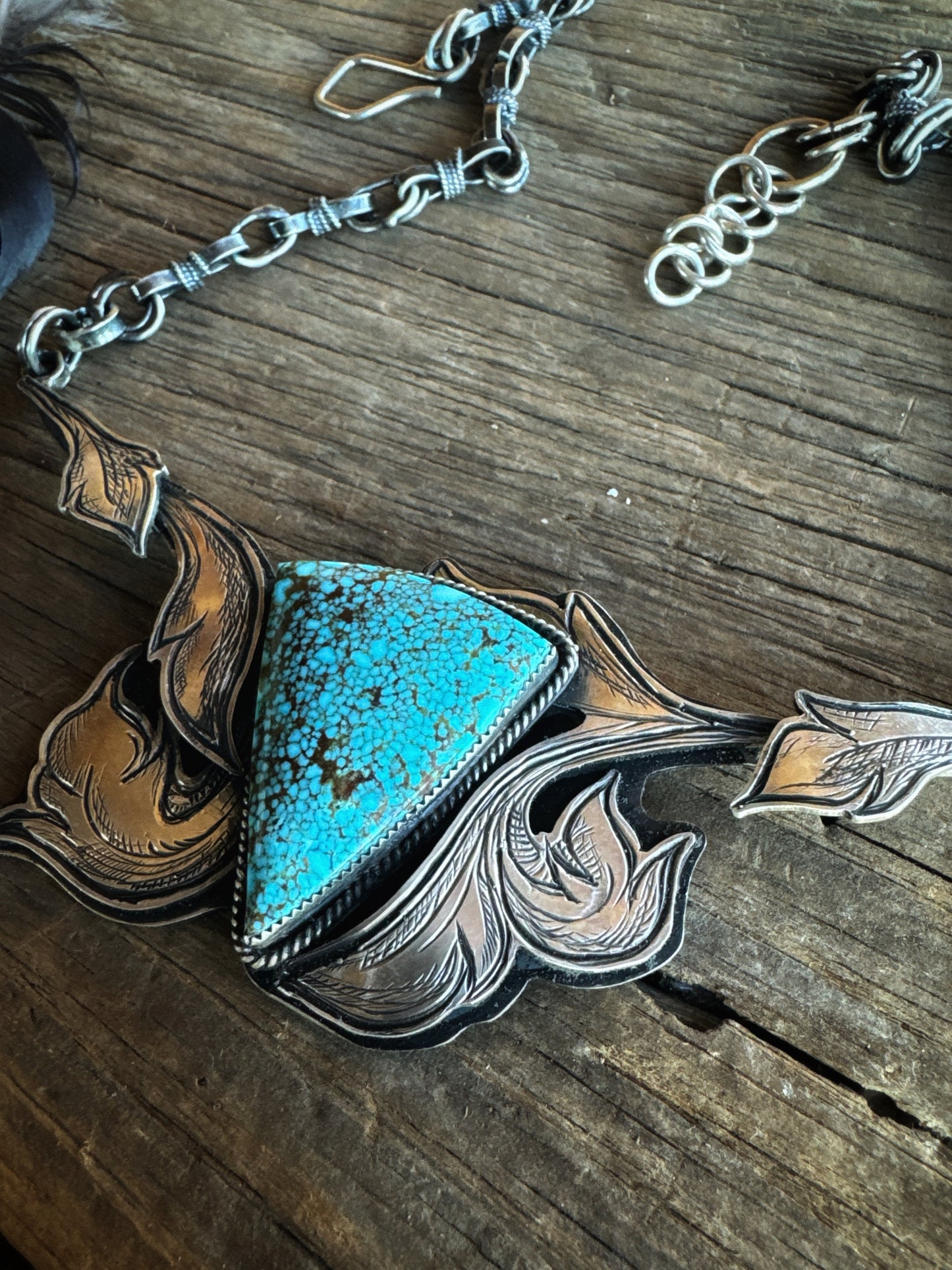 Engraved Kingman turquoise necklace