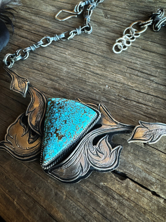 Engraved Kingman turquoise necklace